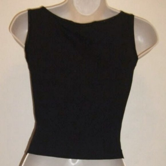 Rare True Vintage Lined Mesh Sequins Bowed Front Black Back Top
